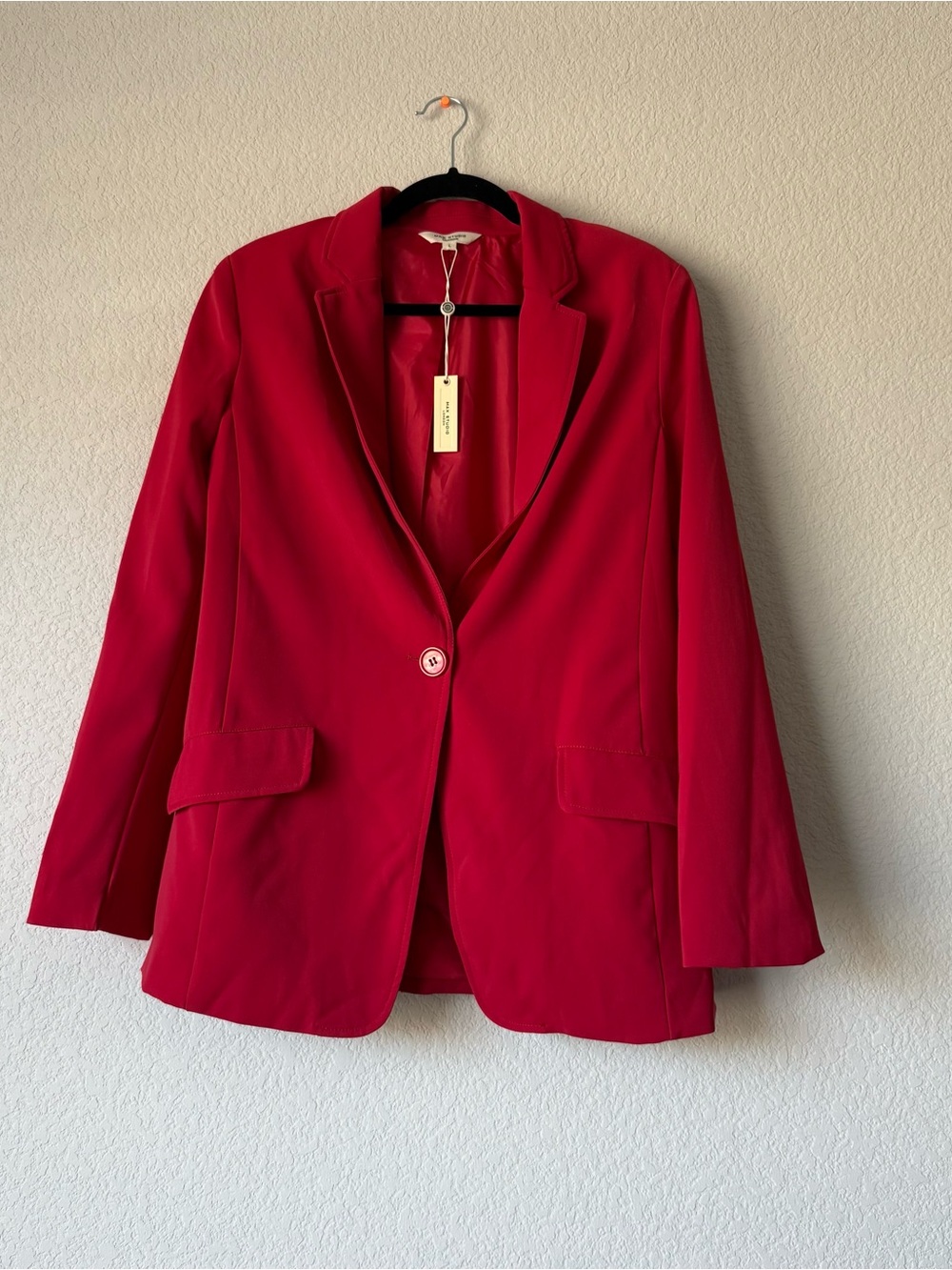 Max Studio London Red Single-Button Blazer